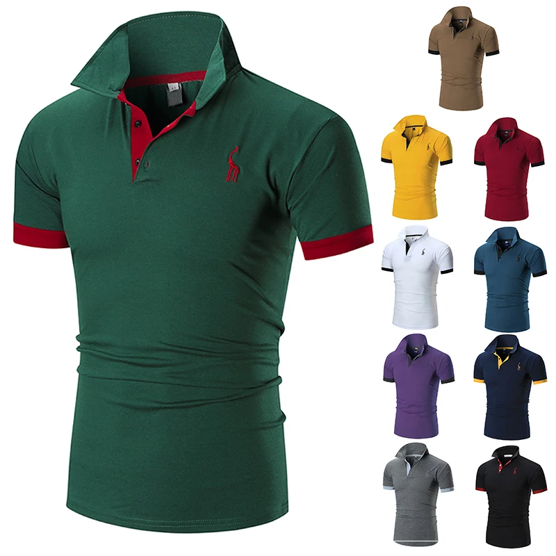 2024 Summer Short Polo Shirt Men\'s Polo Shirt Men\'s Fashion Solid Short Sleeved Polo Shirt Slim Fit Men\'s ﻿