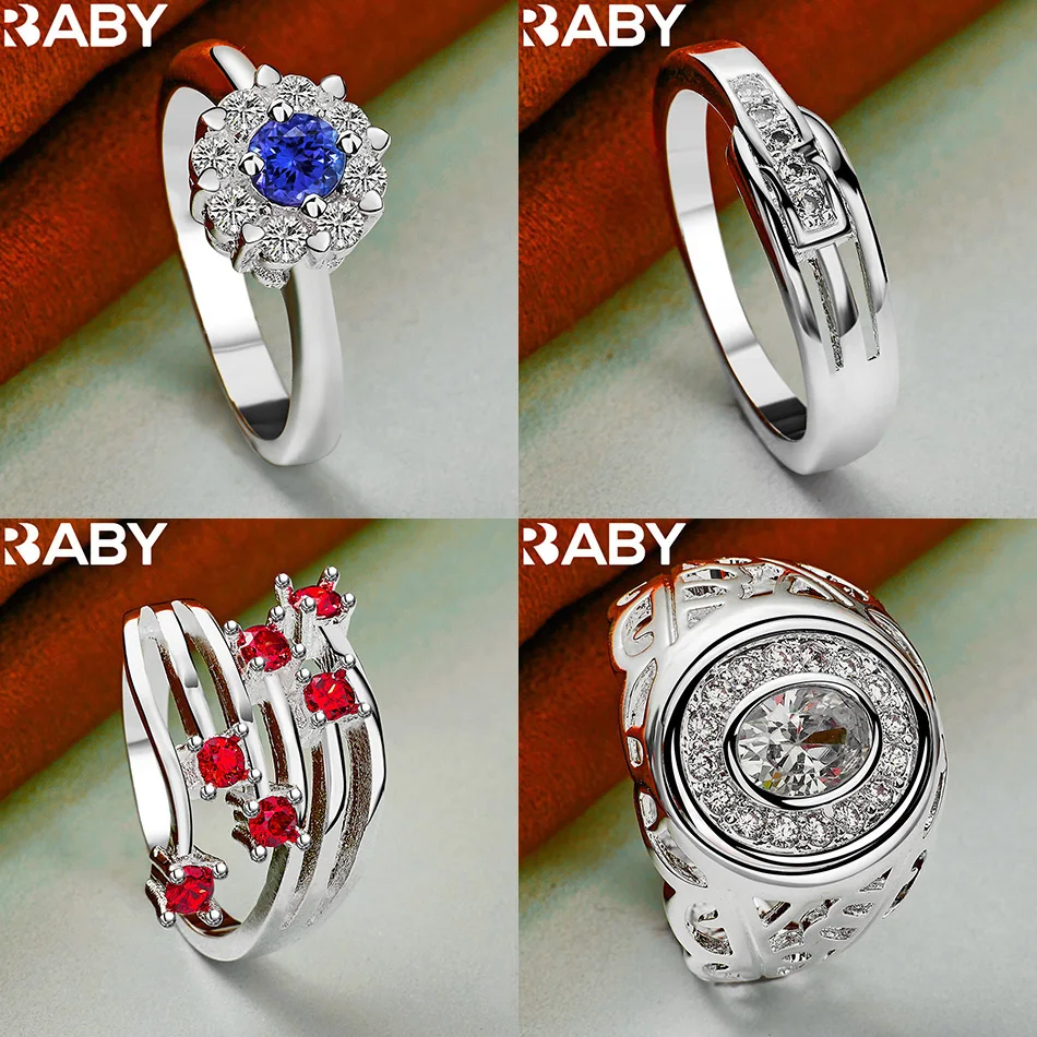 

URBABY 925 Sterling Silver Size 7-10 Zircons Geometric Ring For Women Men Fashion Jewelry Charm Grace Noble Wedding Accessories