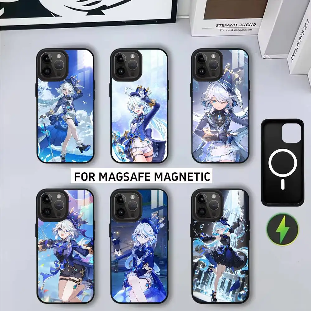 

Чехол для телефона F-Furina G-Genshin I-Impact-FGI для iPhone 17,16,15,14,13,12,11 Plus, Pro Magnetic для беспроводной зарядки Magsafe