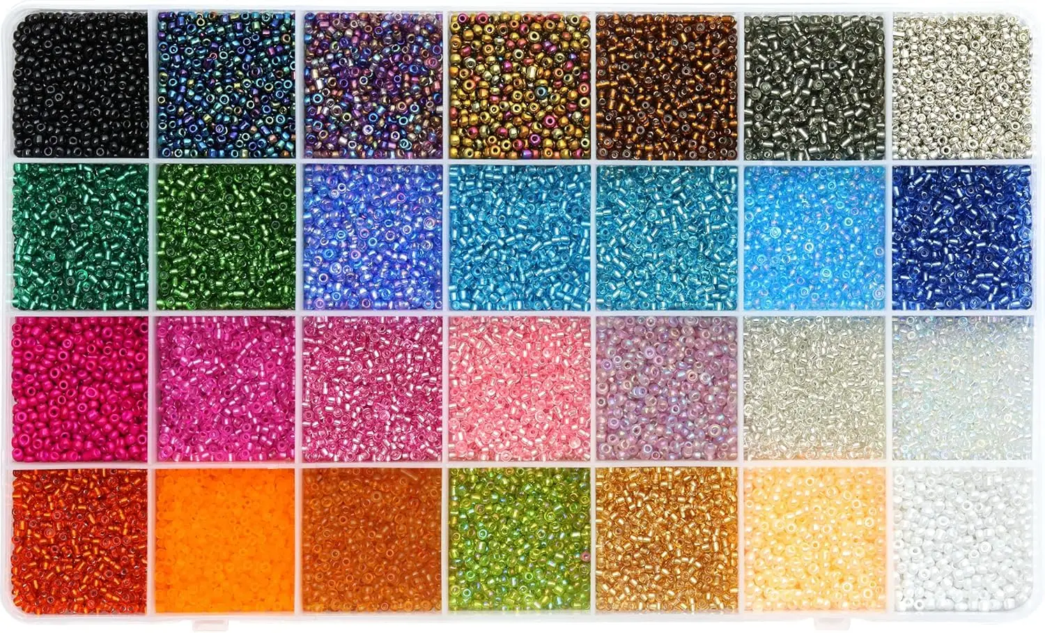 

2mm Glass Seed Beads Kit, with 28 Colors Small Beads Kit for Girls,Women and Adults,Bracelets, Necklaces,Earring,Jewelry Making
