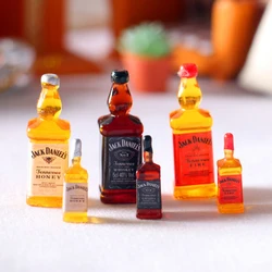 5pcs 1/12 Miniature Mini Whiskey Bottle Wine Drink Bottle Beer Dollhouse Miniature Simulation Toys Decoration Home Decor Models