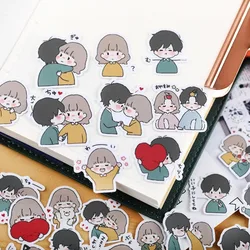 40 adet el kitabı sevimli karakter Sticker el kitabı Diy fotoğraf albümü su geçirmez saydam dekoratif çıkartmalar tatlı çift