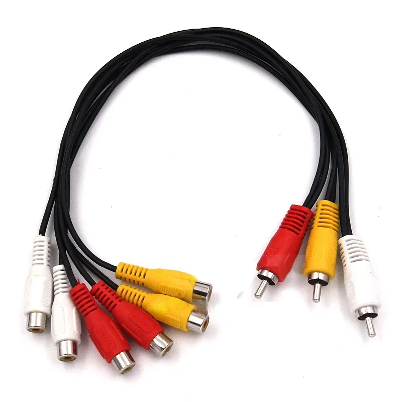 Audio TV DVD Video Adapter AV Cable RCA Split Cable Male To 2 Female 3 RCA Male To 6 RCA Female Plug Splitter 3RCA Adapter Cable