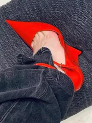 Sexy Women Red Pointed Toe High Heels Wedges Sandals Split Leather Ankle Strap Shoes Runway New Designer Summer Party Sandals