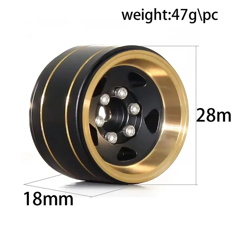 4PCS Brass 1.0 Inch Plus Beadlock Wheel Hub Rims for RC Crawler Car Axial 1/24 SCX24 FCX24 1/18 TRX4M Upgrade Parts