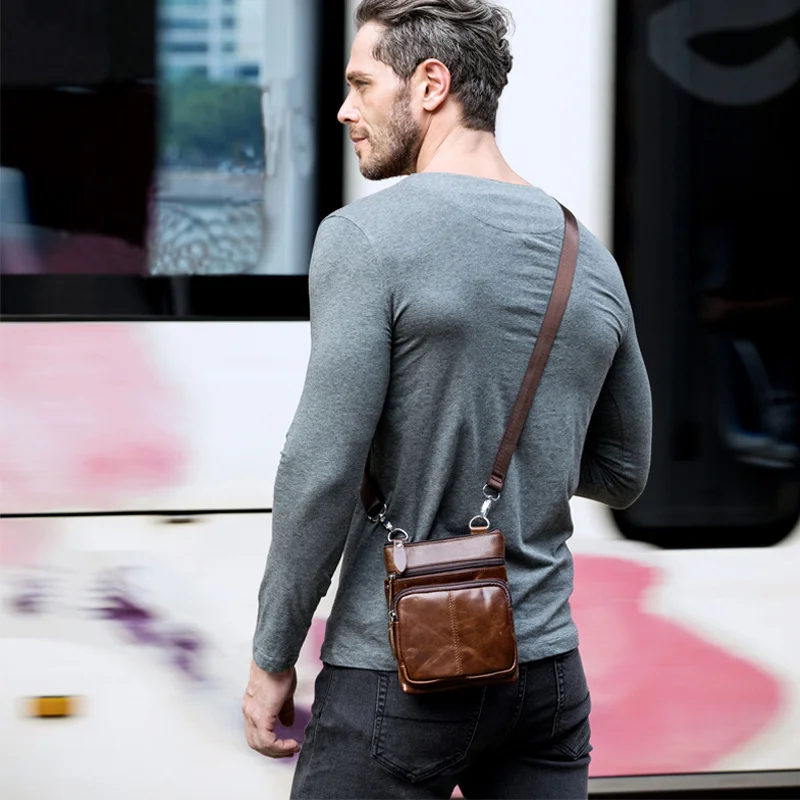 Messenger Bag Men's Shoulder Genuine Leather Bags Flap Small Male Man Crossbody Bags for Men Natural Leather Bag M701