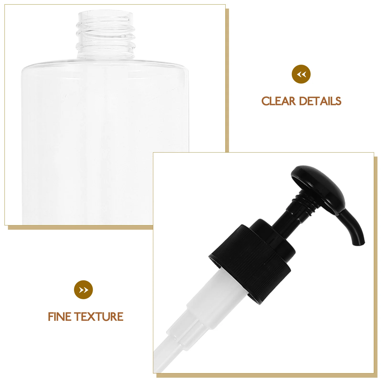 3Pcs 500ml 투명 하위 포장 병 블랙 프레스 헤드가있는 홈 오피스 여행을위한 친환경 내구성 샤워 젤 컨테이너