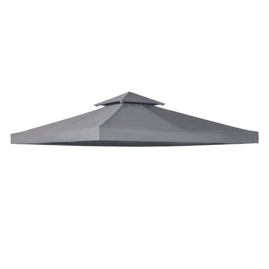 

9.8' x 9.8' Gazebo Replacement Canopy 2Tier Top UV Cover for 9.84' x 9.84' Outdoor Gazebo Dark Gray TOP ONLY
