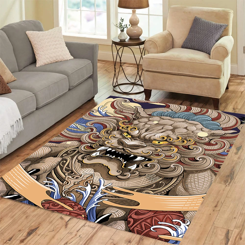 HX Ukiyo-e Art Painting Carpet Absolute Classic 3D Printed Carpets for Living Room Indoor Hallway Area Rugs 120X160cm