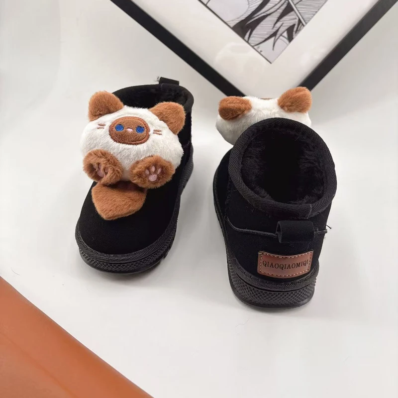 

Детские зимние хлопковые тапочки с мультяшными животными, коллекция 2024, домашняя плюшевая домашняя обувь для мальчиков, теплая одежда для девочек, нескользящие уличные детские тапочки