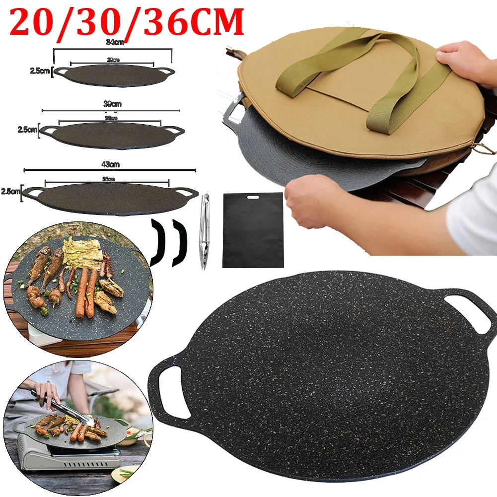 Sartén antiadherente de 28/30/32CM Para barbacoa, plato coreano Para barbacoa, olla Para carne, Plancha Para Cocinar, utensilios Para hornear Para acampar al aire libre, sartén Para freír