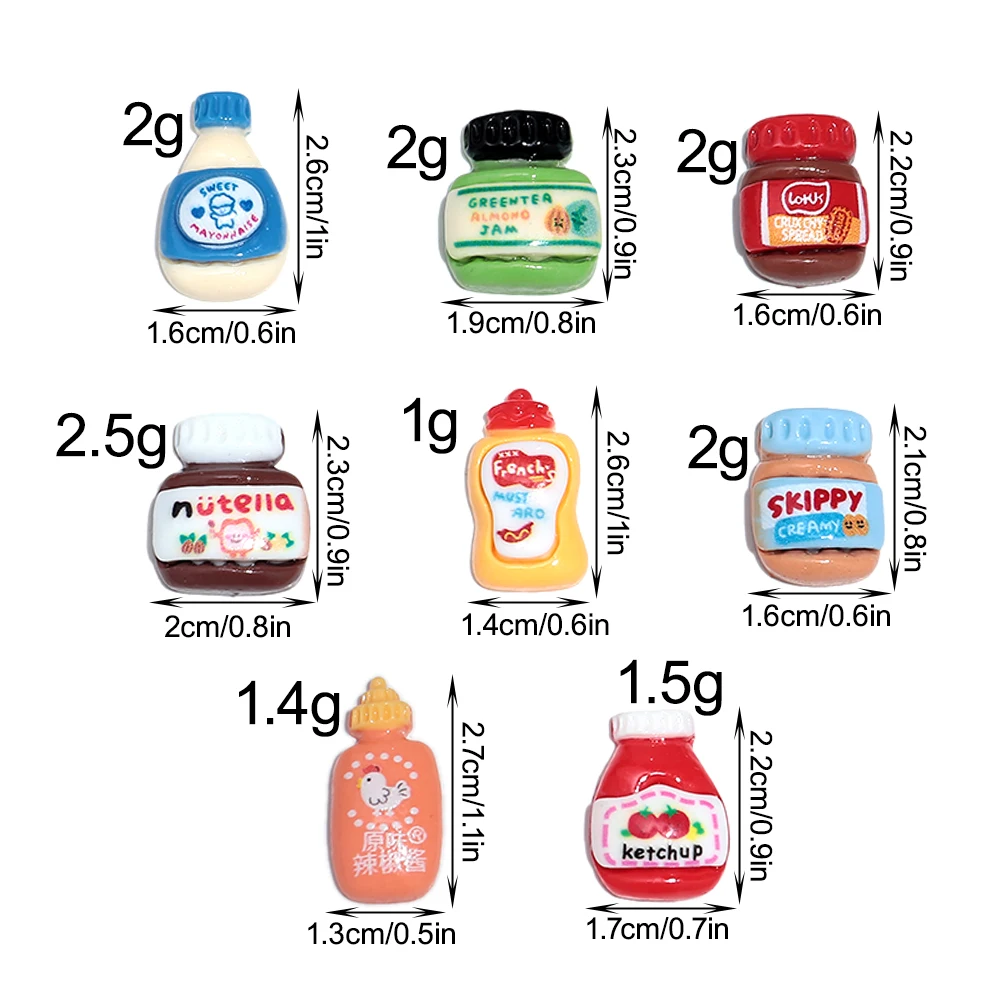 30Pcs Cartoon 3D Bread Jam Ketchup Resin Charms Cute Bottle Pendant for Earring Keychain Making DIY Jewelry Accessories Ornament