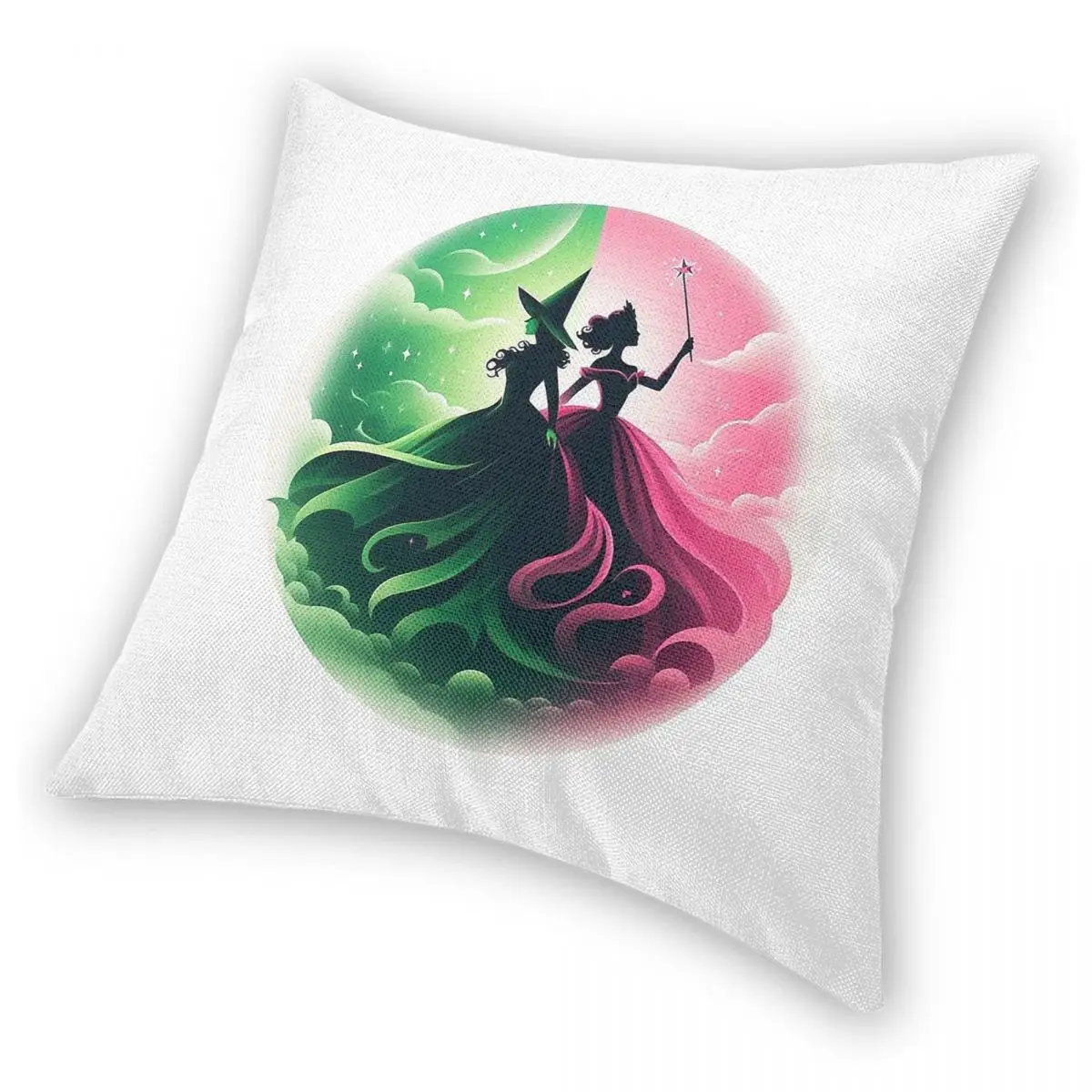 Elphaba & Glinda الشريرة Defying الجاذبية ساحة المخدة البوليستر الكتان المخملية الإبداعية البريدي وسادة أريكة الزخرفية 18"