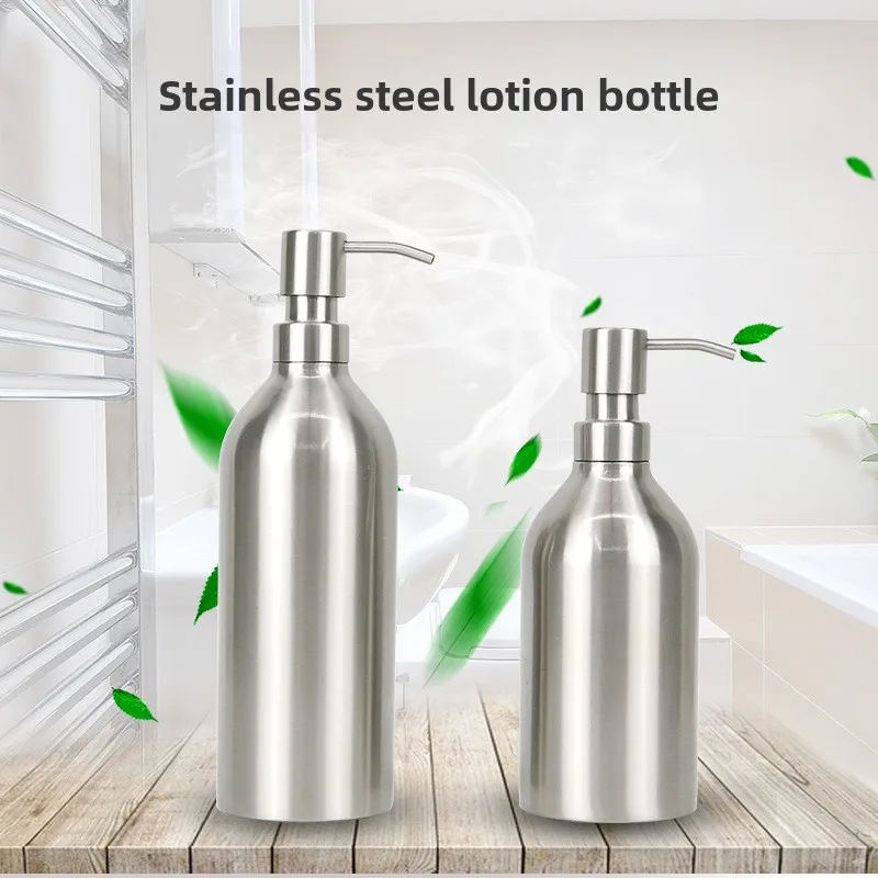 

Curved Shoulder Straight 304 Stainless Steel Soap Dispenser Hotel Hand Soap Shower Gel Bottle