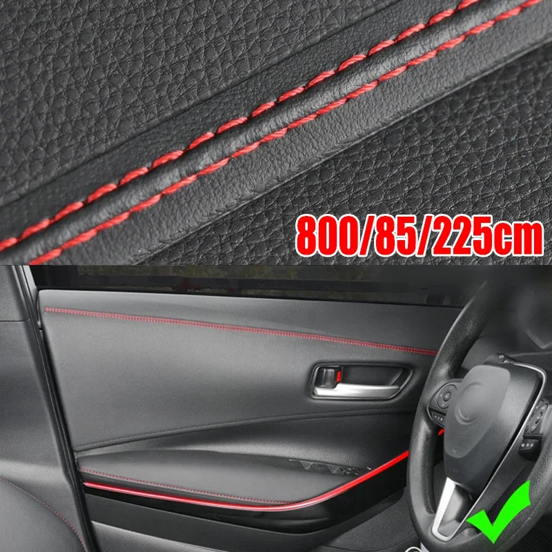 8m Car Interior Self-adhesive Moulding Trim Auto Styling Dashboard Door PU Leather Decoration Line DIY Braid Strip Decoration