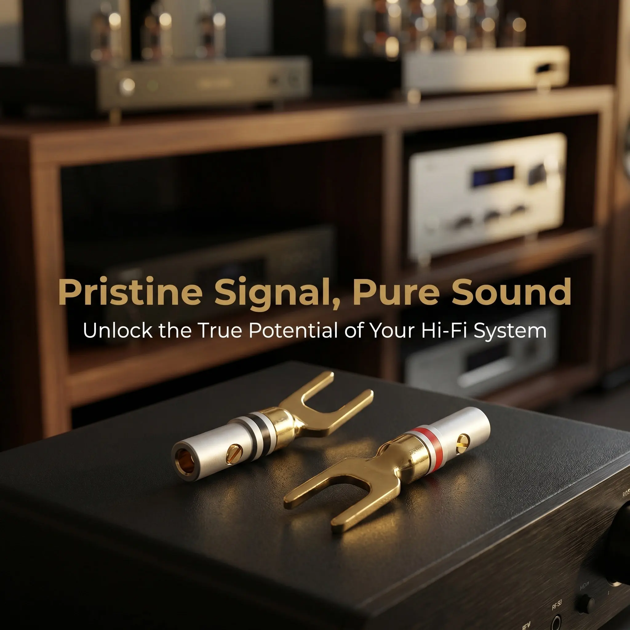 1Pair Red Black Banana Plugs Gold Plated Copper Spade Connectors Enhanced Signal Transmission for Car Speaker Wire Subwoofer