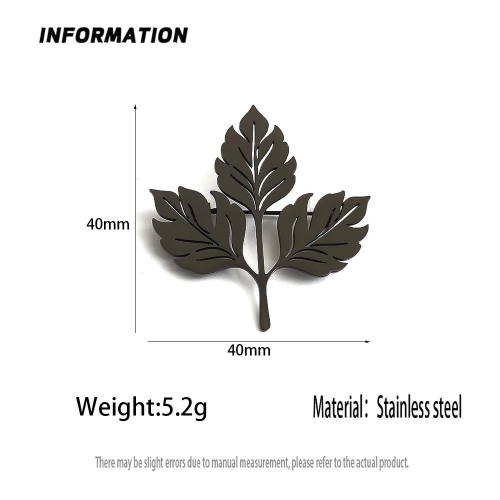 New gold-plated stainless steel men's brooch, maple leaf waterproof and non-fading brooch, suit accessories
