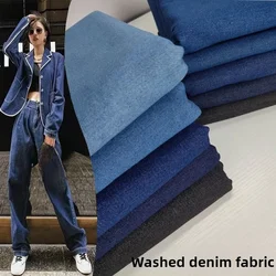 Washed Pure Cotton Denim Fabric High Quality By Meter for Skirts Clothes Sewing Plain Pants Jeans Textile Comfortable Breathable