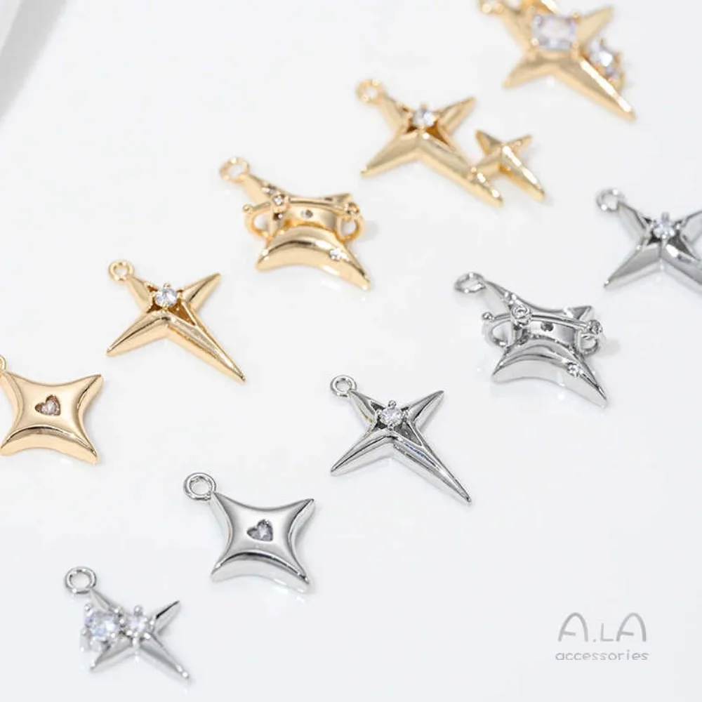 

1pcs Copper Charms 18K Gold Color Zircon Planet Galaxy Cross Manganese Pendant DIY Bracelet Necklace Jewelry Pendant
