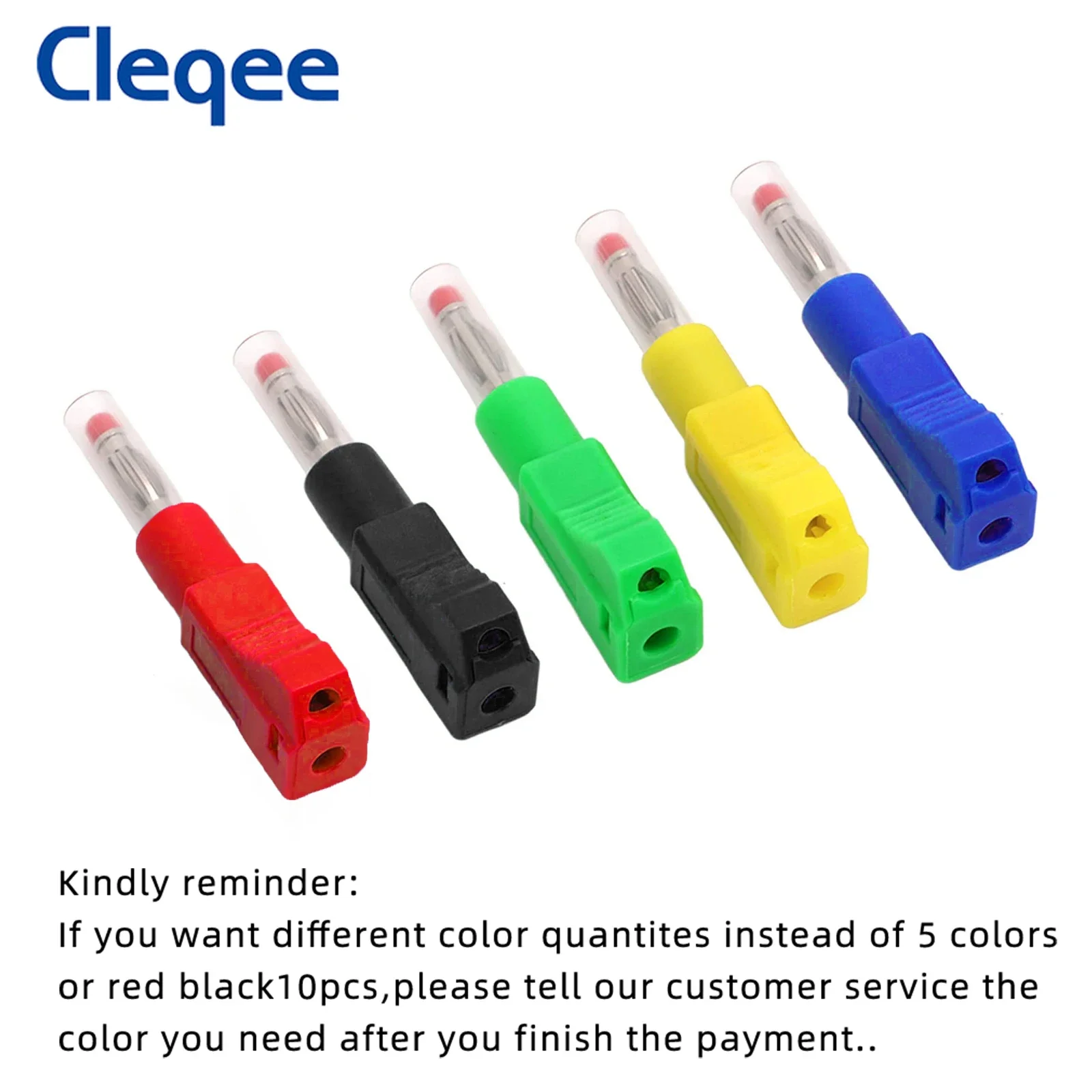 Cleqee P10043 4mm Safety Banana Plug 32A  Retractable Welding Type Built-in Strong Spring DIY Connector for Multimeter