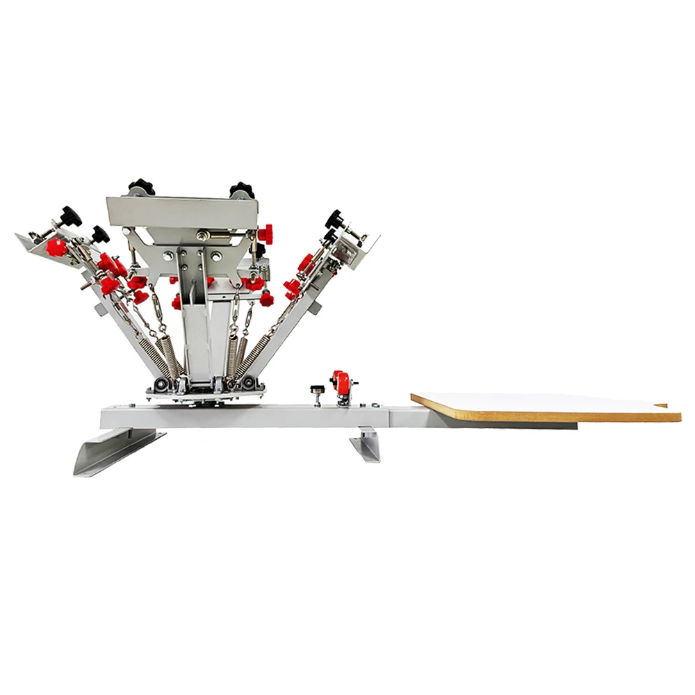 Manual 4 Colors 1 Station Rotary Screen Printing Machine DIY Serigraphie Equipment for T Shirt Fabric Printing