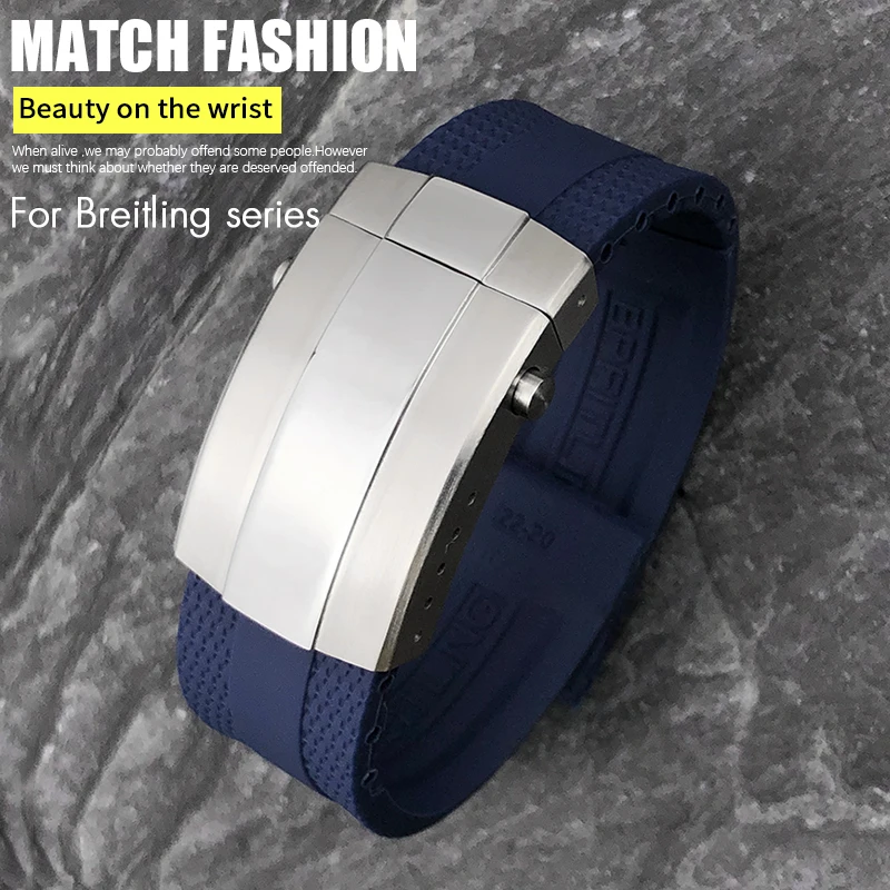 Correa de reloj de silicona de goma de 20mm, 21mm, 22mm, 23mm y 24mm para Breitling Superocean Avenger, correa de reloj profesional azul, blanco y verde