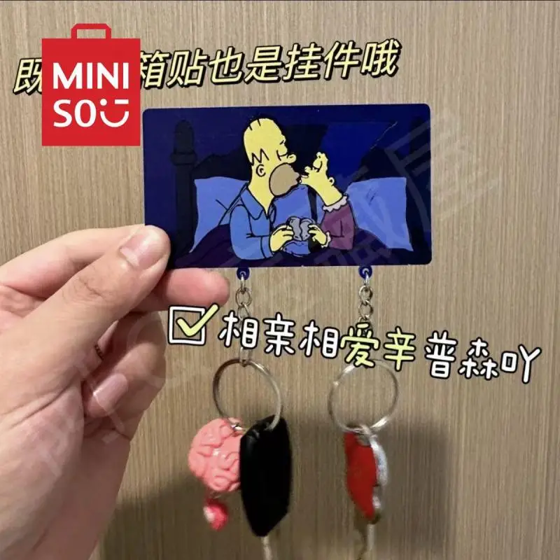 MINISO The Simpsonss coppia portachiavi Kawaii Cute Anime Simpsonss creativo personalizzato cartone animato chiave ciondolo famiglia regali divertenti