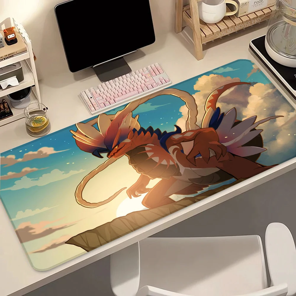 Mauspad P-pokemon Koraidon Anime Bunter Gamer-Schrank-Mauspad XXL Tastaturunterlage Laptop Gaming PC Zubehör Gummi-Schreibtischunterlage