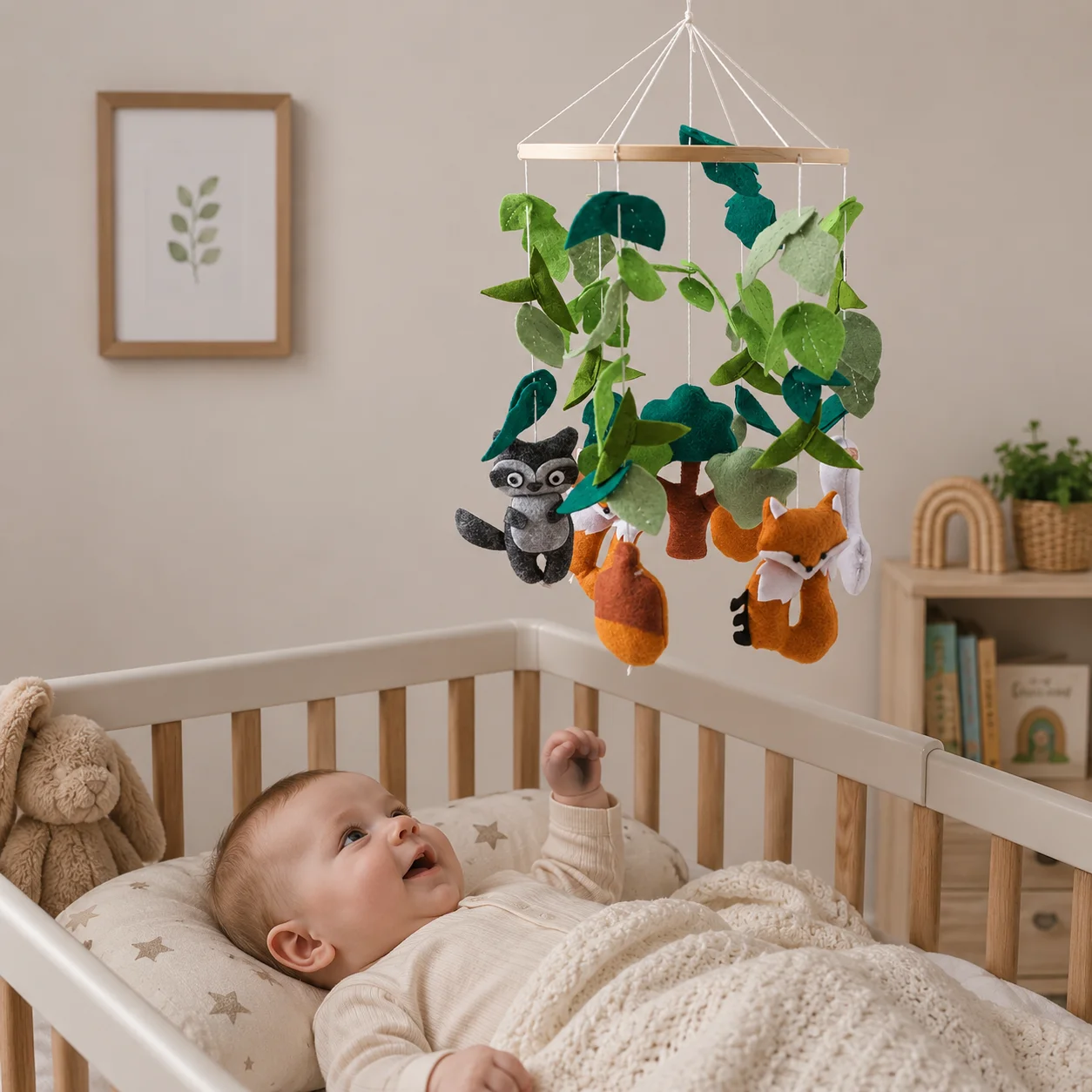 Handmade Safari Baby Mobile Felt Animals Crib Mobile Neutral Nursery Decor Baby Crib Toy Newborn Nursery Room Baby Shower Gift