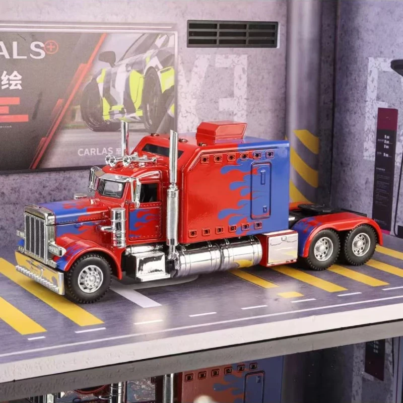 

1:24 American Trucks Tractor Peterbilt 389 Alloy Trucks Diecast Model Sound & Light Toy Home Interior Decoration Present for Boy