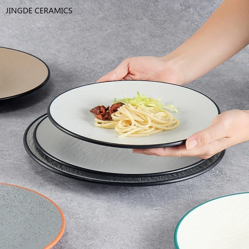 1Pc Japanese Melamine Plates Thickened Plastic Western Steak Plate Commercial Restaurant Salad Dishes Kitchen Accessories