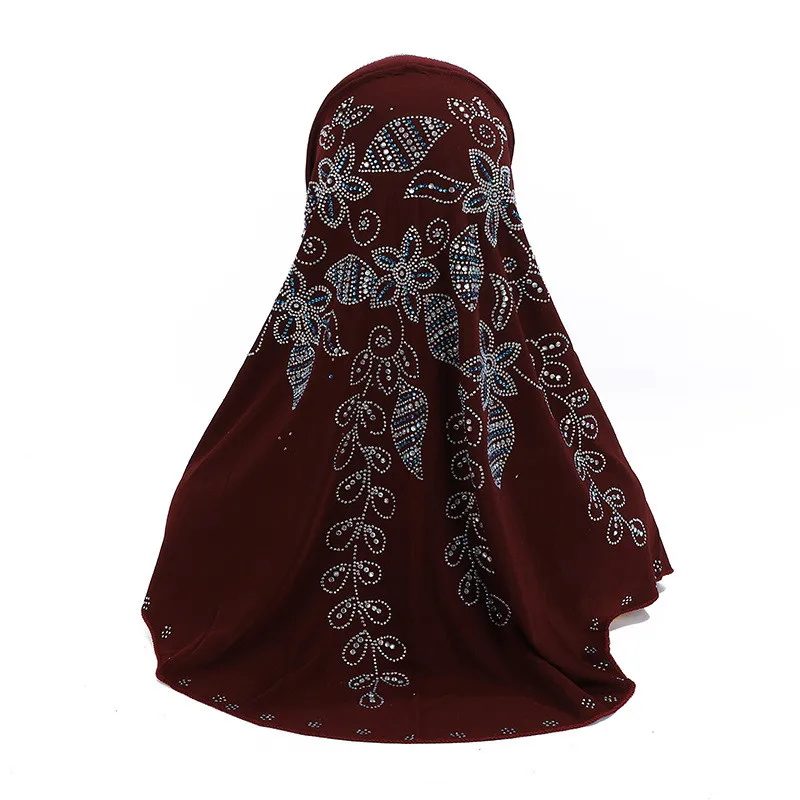 Adulti grandi ragazze donne di medie dimensioni sciarpa Hijab musulmana con strass cappello foulard islamico Armia Pull On Headwrap regalo Ramadan