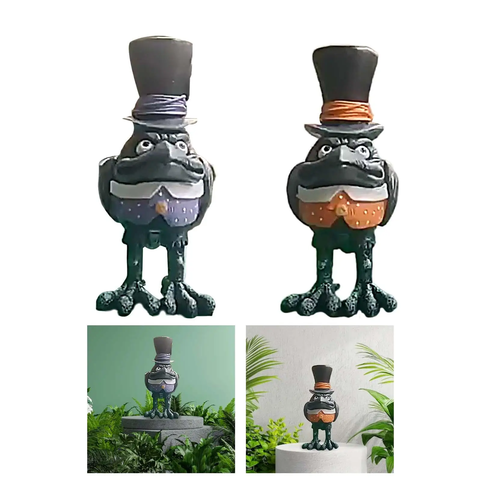 Halloween Cartoon Crow Statue, Creative Resin Hand Painted Collection Bird