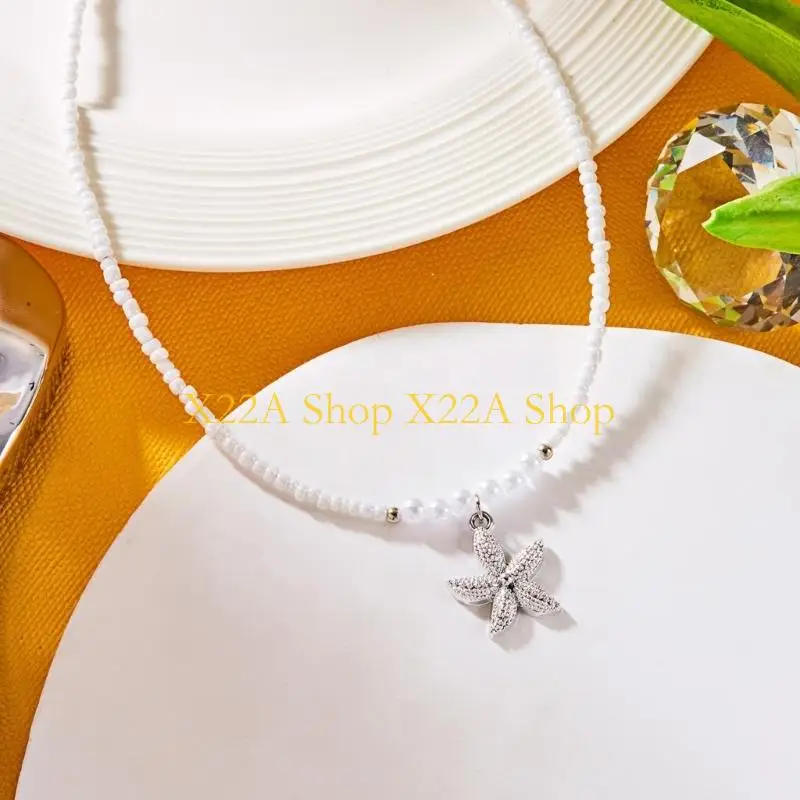 Unique Vacation Pearls Necklace With Bohemian Pendant and Millets Beadwork
