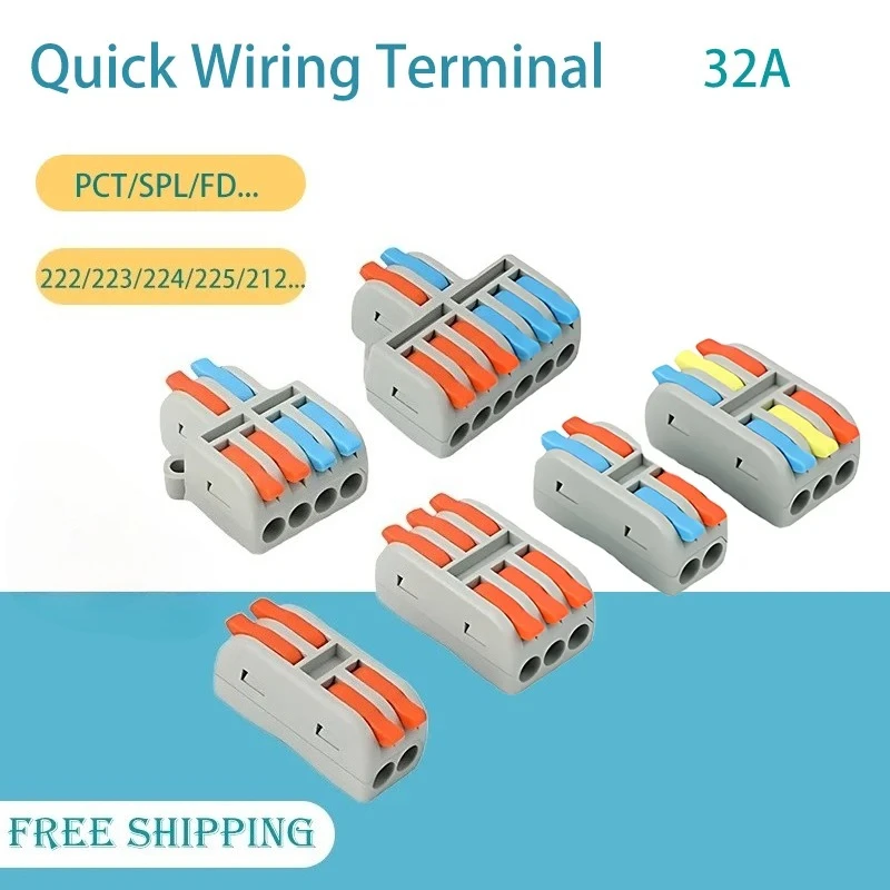 10/50/100PCS Mini Quick Wiring Connector Multiple In Multiple Out Wire Plug Multi-functional Pair Terminal 32A PCT SPL FD