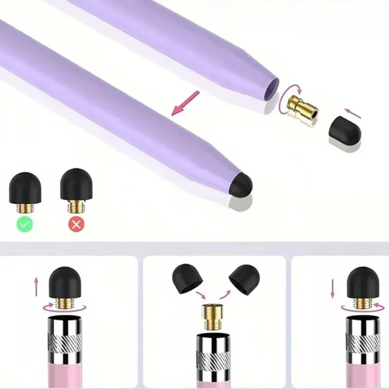 Gradients Color Styluses Pen for Phone Tablet Capacitive Disc Tip Styluses Pencil Double Head Capacitive Pen for Adults