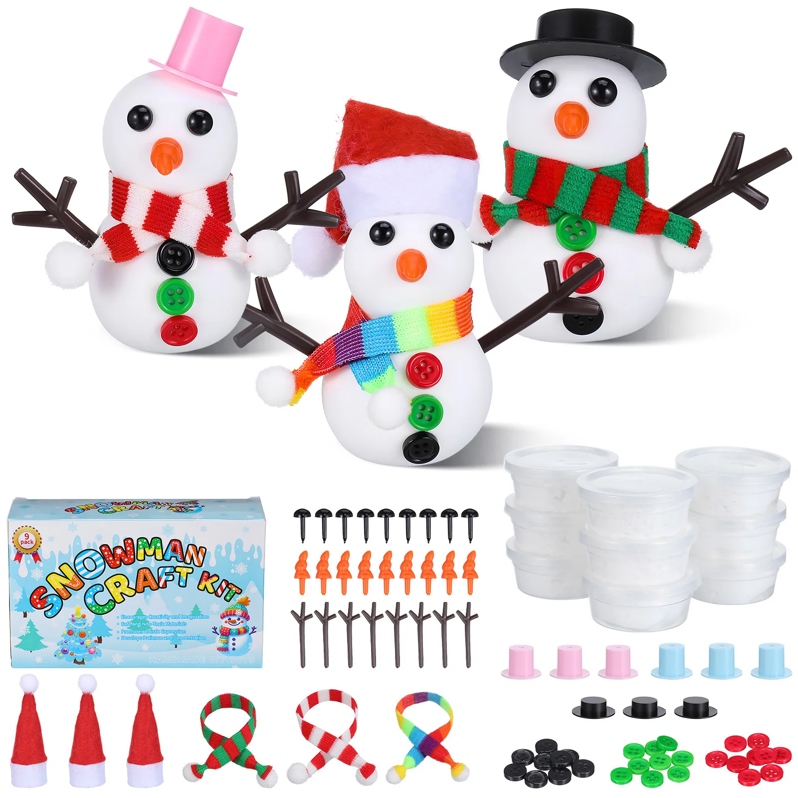 96-delige Kerst Sneeuwpop Knutselset Polymeerklei Set Kinderen Knutselset Feestdagen Cadeautjes Winterfeest Activiteiten