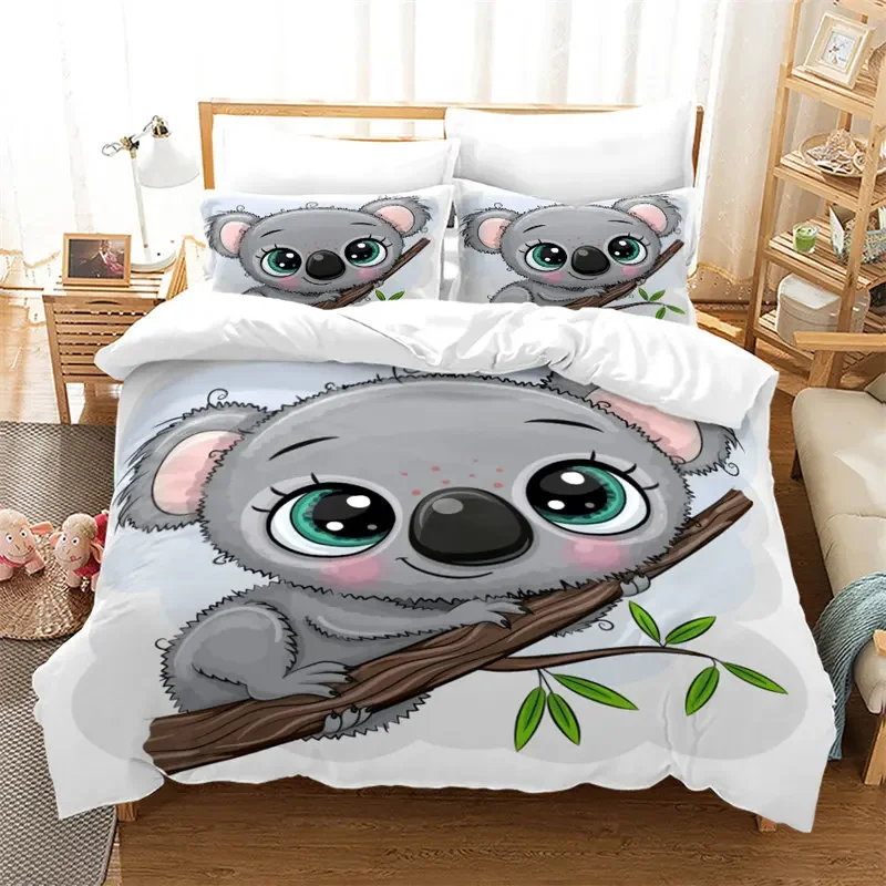 Cartoon Koala Bedding Set Boys Girls Twin Queen Size Duvet Cover Pillowcase Bed Kids Adult Fashion Home Textileextile