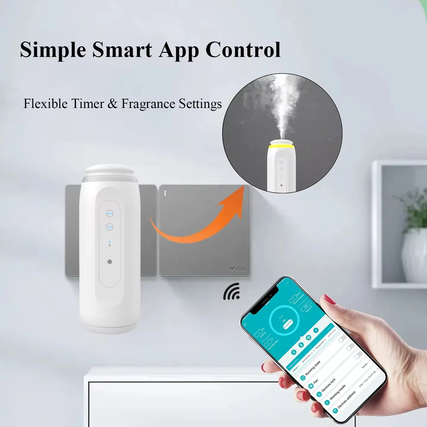 

Wholesale Portable Electric Bluetooth Essential Oil Aroma Diffuser 100ML Smart Home Waterless Wall Mounted Aroma Diffuser