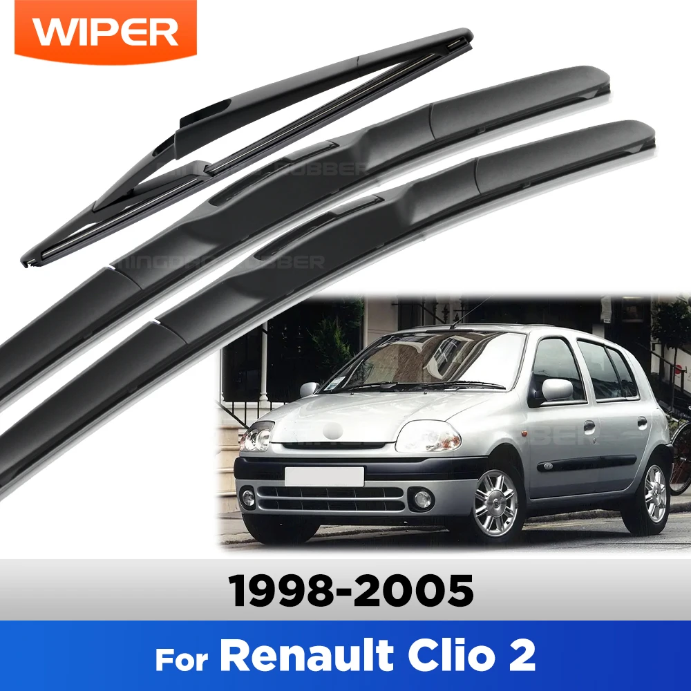 

For Renault Clio 2 1998-2005 1999 2000 2001 2002 Wiper Front&Rear Wiper Blades Windshield Windscreen Window Brushes 21"+21"+12"
