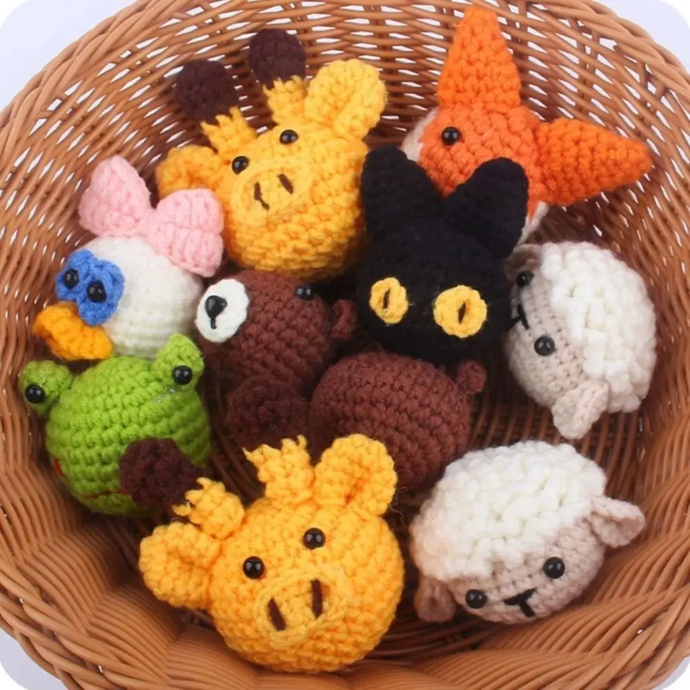 Knitting Handmade Crochet Animal Head Woolen Soft Animal Baby Appease Doll Woolly Handmade DIY Baby Pacifier Chain Birthday Gift