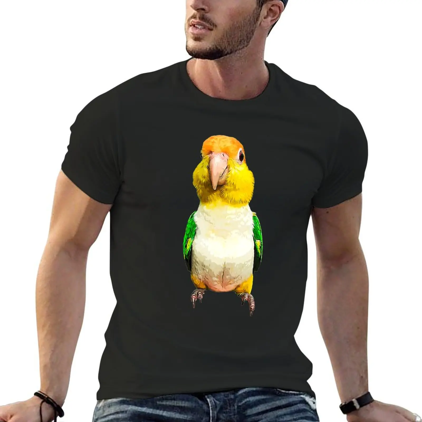 White Bellied Caique Parrot T-Shirt vintage anime shirt cotton graphic tees black t-shirts for men