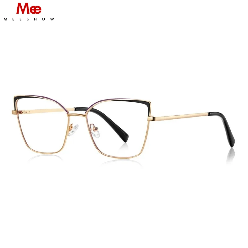 MEESHOW High Quality Metal Glasses Frame Custom logo Anti blue ray Lenses Optical Eyeglasses Prescription Spectacles Gafas