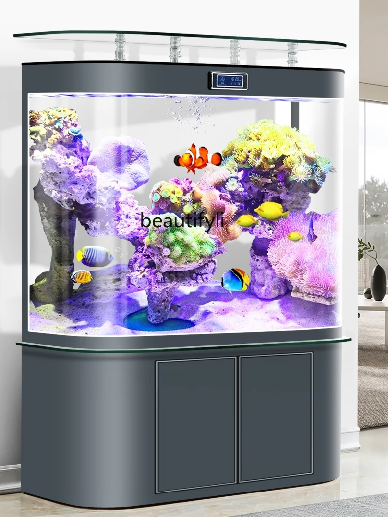 Arc Large Curved Fish Tank Living Room Home Small and Medium Ecological Fish Globe Aquarium Glass Cylinder