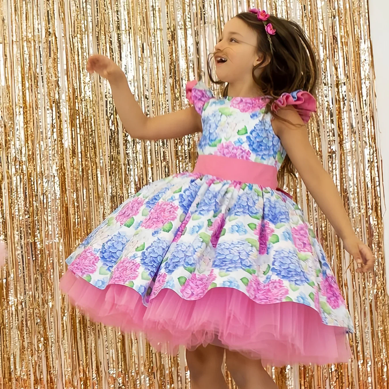 Lolita-vestido con estampado Floral para niña, traje de encaje para cumpleaños, boda, Princesa, flores, 3 a 8 años