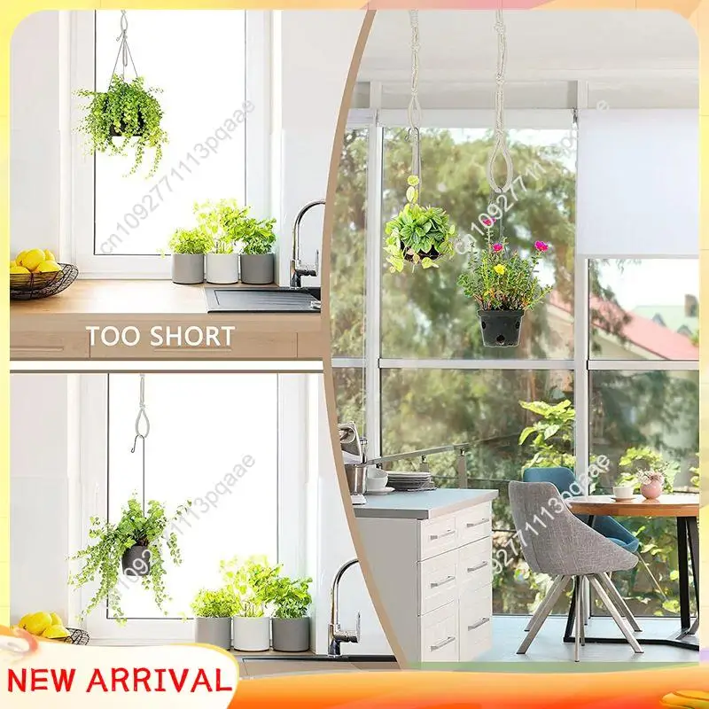 N84R 4 قطع مكرامية البيج شماعات النبات موسع حبل النبات سلة معلقة موسع أصحاب وعاء النبات المعلق الكبير