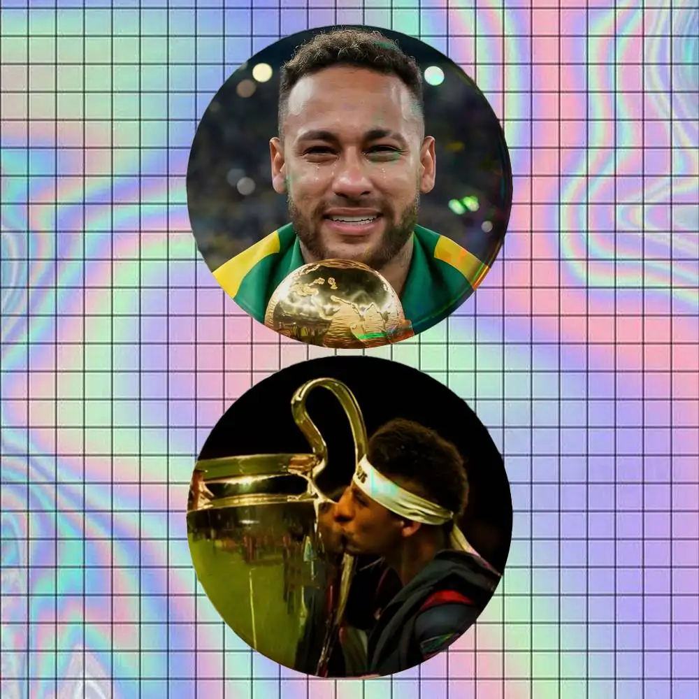 N-Neymar Football Sports Brooches for Backpack Accessories 25,32,44,58,75mm Round Enamel Pins 2-piece set Cartoon Anime Badge