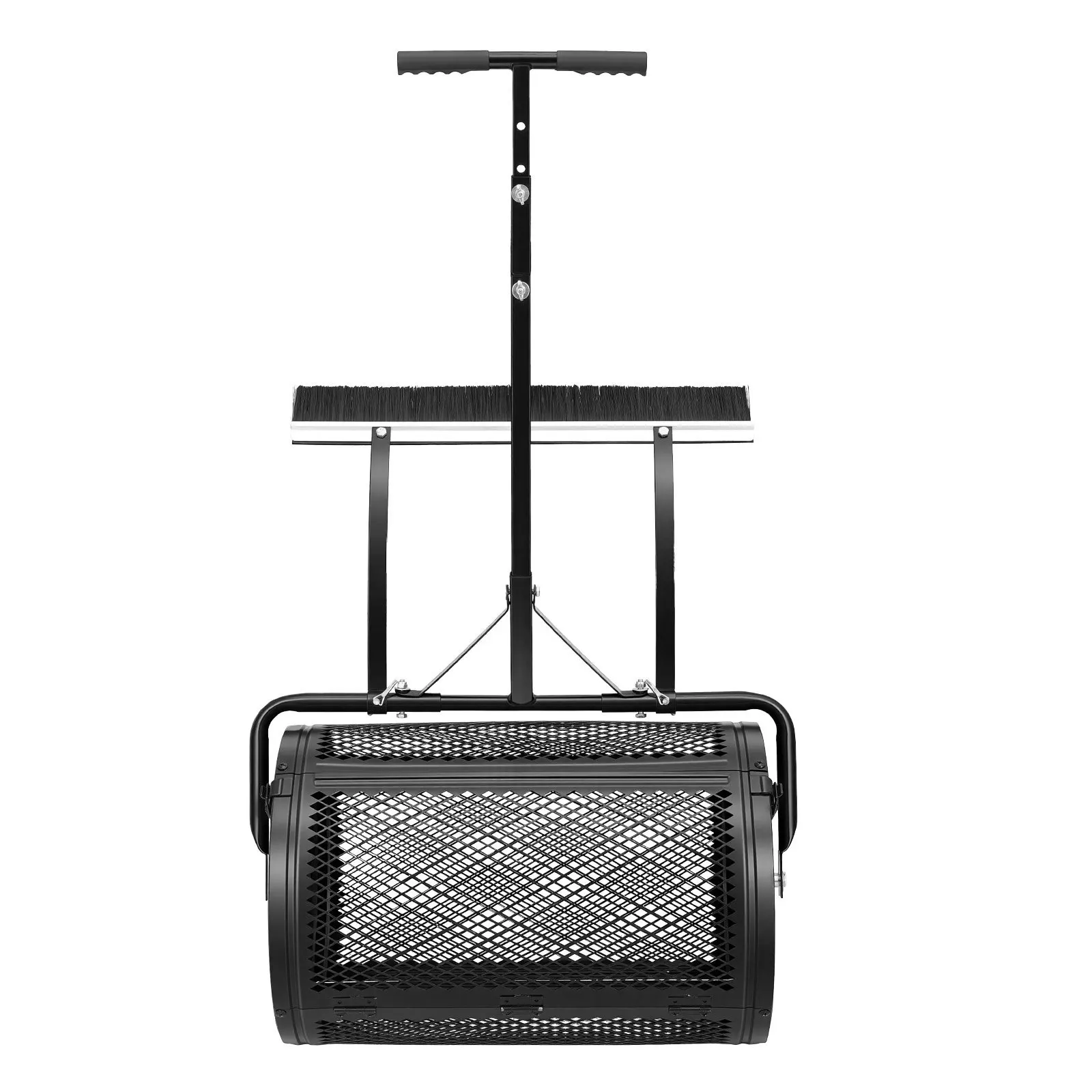 

Compost Spreader, 24" Wide Peat Moss Spreader with Push/Tow Handle & Brush, 4 Heights Adjustable, Powder-Coated Steel Garden