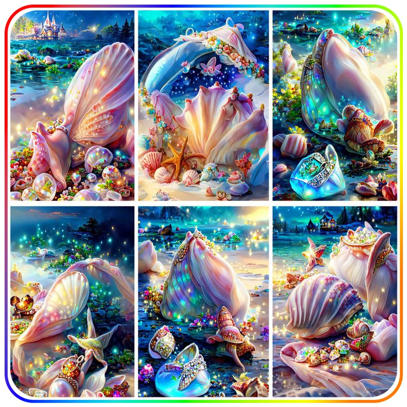 

SDOYUNO Diamond Painting Accessories Diamond Mosaic Paintings Cartoon Sea Shell Wall Art Picture 5D Needle Arts Craft Painting D