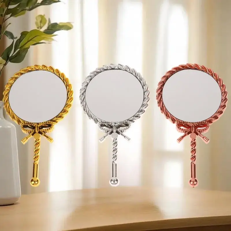 Vintage Handheld Makeup Mirror European Style Portable Noble Ancient Court Beauty Tool for Personal Grooming